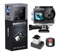 AKASO Brave 4 Pro Cámara Deportiva 4K 20MP Cámara de Acción | Camara Acuatica Sumergible 40M con Dual Pantalla, EIS, 5X Zoom, 2 Baterías y Accesorios, para bucea/surfea/Ciclismo/a diario