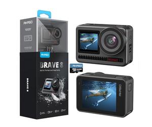 AKASO Brave 8 4K60FPS Cámara Deportiva, 48MP WiFi Cámara Acuatica Sumergible 60M con Estabilización SuperSmooth, Pantalla Táctil, Gran Angular, Zoom 8X, 16x Slo-mo, 2*1550mAh Baterías Multi Accesorios