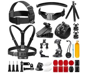 AKASO Cámara Deportiva 40 en 1 Paquete de Accesorios con Correa para el Pecho, Ventosa, Soporte para Bicicleta