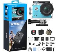 AKASO EK7000 Cámara Deportiva 4K 20MP Cámara de Acción, Color Azul | Camara Acuatica Sumergible con Gran Ángulo 170°, HD, WiFi, 2 baterías, Kit de Accesorio, para Deportes al aire libre/a diario