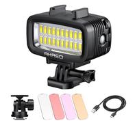 AKASO Luz subacuática de 131 pies (40 m) Luz de buceo impermeable de alta potencia regulable LED luz de video con soporte de zapata fría y 4 filtros de color para cámaras de acción Gopro/AKASO y