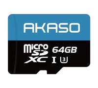 AKASO - Tarjeta de Memoria MicroSDXC, U3, 64 GB, Compatible con cámara Deportiva AKASO