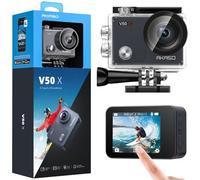 AKASO V50 X Cámara Deportiva 4K WiFi 20MP, Cámara de Acción con Pantalla Táctil, Cámara Acuatica Sumergible 40M con Estuche Impermeable, Control Remoto, Ángulo Ajustable, Multi Accesorio