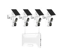 AKAVIG 4CH Sistema De Cámaras De Seguridad Solar - 4X Cámaras PTZ De Doble Lente De 4MP, Kit De Vigilancia Al Aire Libre WiFi Inalámbrico con Visión Nocturna En Color, para El Hogar/Negocios