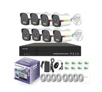 AKAVIG 8CH 4MP PoE Sistema De Cámaras De Seguridad con 8 Cámaras, Cámaras De Vigilancia HD PoE Kit NVR con con Grabación De Audio, Visión Nocturna En Color, para Interiores Y Exteriores