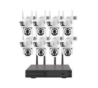 AKAVIG Sistema de cámara de seguridad inalámbrica WiFi de 16 canales de 4 MP con 8 cámaras de doble lente, kit NVR de vigilancia CCTV para interiores y exteriores con visión nocturna a color,