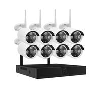 AKAVIG Sistema de cámara de seguridad inalámbrica WiFi HD de 8 canales, 6 MP, con audio, cámara de vigilancia H.265+ HD para exteriores, kit NVR con visión nocturna, detección de movimiento, visión