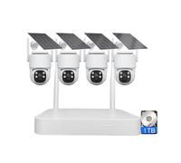 AKAVIG Sistema de cámara de seguridad inalámbrica WiFi para exteriores con 4 cámaras, 4 MP de energía solar CCTV kit de vigilancia NVR con control de aplicación, audio bidireccional, detección humana,