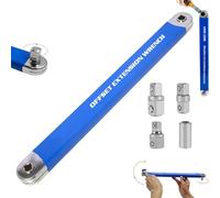 Akayoo Pro Zero Offset Extension Wrench,Wrench Extender,15 Inch Multifunctional Extension Wrench with 1/4", 3/8",Square Drive Adapters,Best Impact Offset Extension For Tight Space