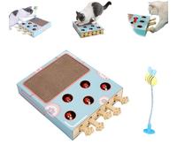 Akayoo Whack-a-Mole 3-in-1 Cat Scratcher and Toy,Whack A Mole Cat Toy,Miaofairy Cat Toy, Interactive Whack A Mole Game, Scratching Pad, and Cardboard Box for Indoor Cats,Cat Scratcher Cardboard