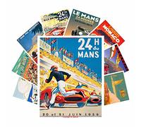 AKBOK 9 pósteres vintage de carreras de autos Grand Prix, póster de fórmula F, póster de carreras de automóviles, póster de carreras de motor, decoración de pared para el hogar, sala de estar,