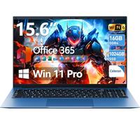 AKCHART Ordenador portátil de 15.6 pulgadas con Windows 11 Pro, 16 GB de RAM 1024 GB SSD, Office 365, WiFi 6, Bluetooth 5.2, visualización de 180°, IPS FHD, 7000 mAh, HDMI, tipo C, ventilador de