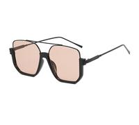 AKCHDZAW Gafas de sol para hombre y mujer, UV400, unisex, diseño de doble haz, medio marco, a la moda, versátil sombra, C1