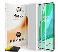 Akcoo 3 Piezas,Protector Pantalla para OnePlus 9 Pro,Cristal Templado[Tecnología LOCA],Compatible con Huella Digital,Tacto Sensible,9H Dureza de la superficie, Resistente a Arafazos