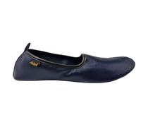 Akdam Zapatillas de cuero para mujer, color azul oscuro, zapatos tradicionales para casa, mocasín descalzo, zapatos de tai chi, Azul oscuro, 37 EU