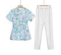 AKDJGFP Bata Laboratorio Uniformes de enfermería for Farmacia, Hospital, odontología, médico, Bata de Laboratorio, SPA, Uniformes médicos y quirúrgicos.(Blue Maple Leaf,M)