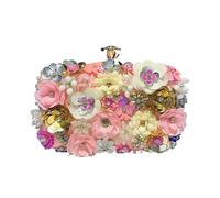 AKDJGFP Bolso De Noche Floral Bolso de hombro for mujer con bordado de flores y diamantes, de lujo, pequeño, de noche(Color 04)
