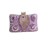 AKDJGFP Bolso De Noche Floral Bolso de noche con borlas y flores for mujer, pequeño bolso de mano con diamantes, cadena de lujo, for fiesta(PURPLE)