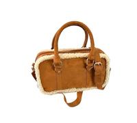 AKDJGFP Bolsos De Ante Bolso bandolera for mujer de piel de ante marrón Otoño Invierno con cremallera bolso suave informal con una sola correa(Brown)