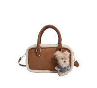 AKDJGFP Bolsos De Ante Bolso bandolera for mujer de piel de ante marrón Otoño Invierno con cremallera bolso suave informal con una sola correa(Brown belt pendant)