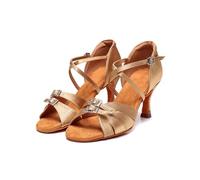 AKDJGFP Zapatos Baile Latino Zapatos de Baile Latino de satén for Mujer, Zapatos de Baile de Barra Modernos, Zapatos de Salsa, Tango, tacón Alto Ajustables for niñas y Damas.(7cm Indoor Skin,40)