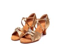 AKDJGFP Zapatos Baile Latino Zapatos de Baile Latino de satén for Mujer, Zapatos de Baile de Barra Modernos, Zapatos de Salsa, Tango, tacón Alto Ajustables for niñas y Damas.(5cm Indoor Skin,37)