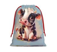 AKDODK Bolsas de Navidad con estampado de vacas lindas, bolsa con cordón de peluche, bolsa de regalo con cordón