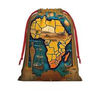 AKDODK Bolsas de regalo con cordón de Navidad con estampado abstracto del mapa del mundo,Bolsa de cordón de felpa,Bolsa de regalo de cordón