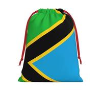 AKDODK Bolsas de regalo con cordón de Navidad con estampado de bandera de Tanzania, bolsa de regalo de felpa con cordón, bolsa de regalo con cordón de cinta roja