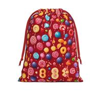 AKDODK Bolsas de regalo con cordón de Navidad con estampado de piruletas, bolsa de felpa con cordón, bolsa de regalo con cordón de cinta roja