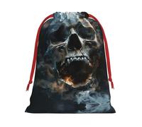 AKDODK Bolsas de regalo de Navidad con cordón y estampado de fantasmas de terror, bolsa con cordón de peluche, bolsa de regalo con cordón rojo