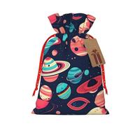 AKDODK Bolsas de regalo de Navidad personalizadas con estampado de planetas espaciales, bolsas de regalo con cordón para regalos de Navidad, recuerdos de fiesta