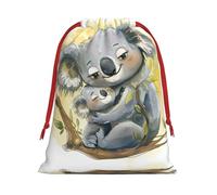 AKDODK Lindo koala mamá y bebé impresión Navidad cordón bolsas de regalo, peluche cordón bolsa, cinta roja cordón bolsa de regalo