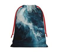 AKDODK Within The Tides - Bolsas de regalo de Navidad con cordón de peluche, bolsa de regalo con cordón rojo