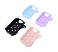 akemaio Funda de silicona para botellas Touchland de 30 ml, funda protectora de niebla de manos con llaveros, orejas lindas, morado, rosa, azul, negro (juego de 4 piezas)