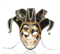akemaio Máscara de fiesta para mujeres y niñas, máscara de Venecia, máscara de cara completa, máscara de Navidad, Halloween, disfraces, carnaval, máscaras anónimas (dorado)