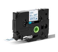 Aken 1 cinta adhesiva textil compatible con Brother P Touch TZe-FA3, cinta de etiquetas azul sobre blanco, 12 mm para P Touch PT D400VP D400 D600 H105 1000 1010 H100LB E100 H105WB D200BW D600VP P750W