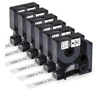 Aken 6 x A45013 Cinta Compatible con Dymo D1 12mm x 7m, Negro sobre Blanco Etiquetas Compatible con LabelManager 160 LM280 210D 360 420P, Recambio para Dymo 45013 45013S S0720530