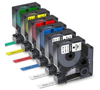 Aken 6x Cinta Compatible con Dymo D1 9mm x 7m 40910-40919