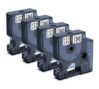 Aken Cinta Compatible con Dymo Rhino 18444 12 mm x 5,5 m | Compatible con Dymo Rhino 4200, 5000, 5200, 6000, ILP219, A18444 Etiquetas industriales, Negro sobre Blanco