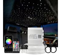 AKEPO - Kit de luz de fibra óptica parpadeante para uso doméstico, 16 W RGBW de doble cabeza parpadeante + modo de música, luz de cielo de techo con 600 hebras de 0.03 pulgadas, cable de fibra óptica