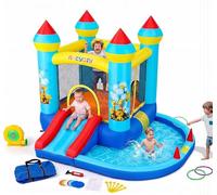 AKEYDIY Castillo hinchable 5 en 1 para niños con tobogán piscina de bolas soplador 3-10 J