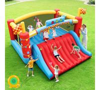 AKEYDIY Gran Casa de Rebote Inflable para Niños Grandes, Casa Hinchable con Tobogán Extra Ancho/Temas de Carreras de Escalada para Centro de Juego - Obstáculos de Patio Trasero, Castillo Hinchable