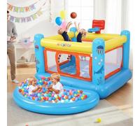 AKEYDIY Tobogán acuático inflable para niños de 3 a 6 años, parque acuático inflable de PVC con soplador, piscina/pozo de pelotas, aro, salto, interior y exterior (azul océano)
