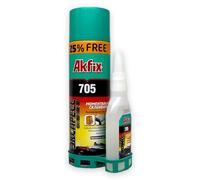Akfix 705 pegamento profesional extra fuerte para todo tipo de cosas, 125 g, con activador en aerosol de 500 ml para reparaciones universales con alta resistencia