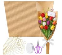 Akfldms 100 Bolsas de Flores para, con 50 Porta Tarjetas Florales, Cintas y Tijeras. Ideales para Envolver Flores de Floristería.
