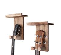 Akfldms 2 Colgadores de Pared para Guitarra con Estante y Soporte para Púas. Gancho de Madera para Guitarras Acústicas, Eléctricas y Ukelele.