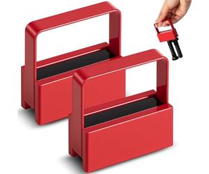 Akfldms 2 Pcs Imán 50 Lb 2.1 X 2 X 0.8 Pulgadas Herramienta Magnética de Recogida Roja para Clavos, Tornillos y Tuercas, Localizador de Piezas de Acero y Hierro
