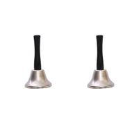 Akfldms 2X Campana de Mano de Acero Dorado, Alarma de Campana de Llamada Fuerte, Amores Familiares, Campanas de Mano Musicales, Campanas de Vaca con Agarre de -B