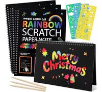 Akfldms 3 Paquetes de Arte para Niños, Cuadernos de Papel para Rascar con Arcoíris, Regalos de Arte para Niños, Manualidades, Juegos de Fiesta de Cumpleaños